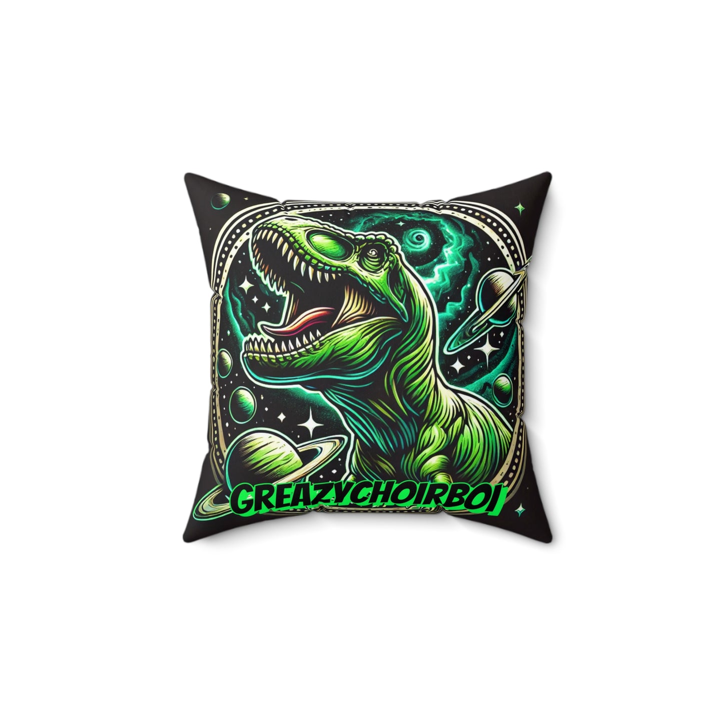 "GREAZY DINO" Square Pillow