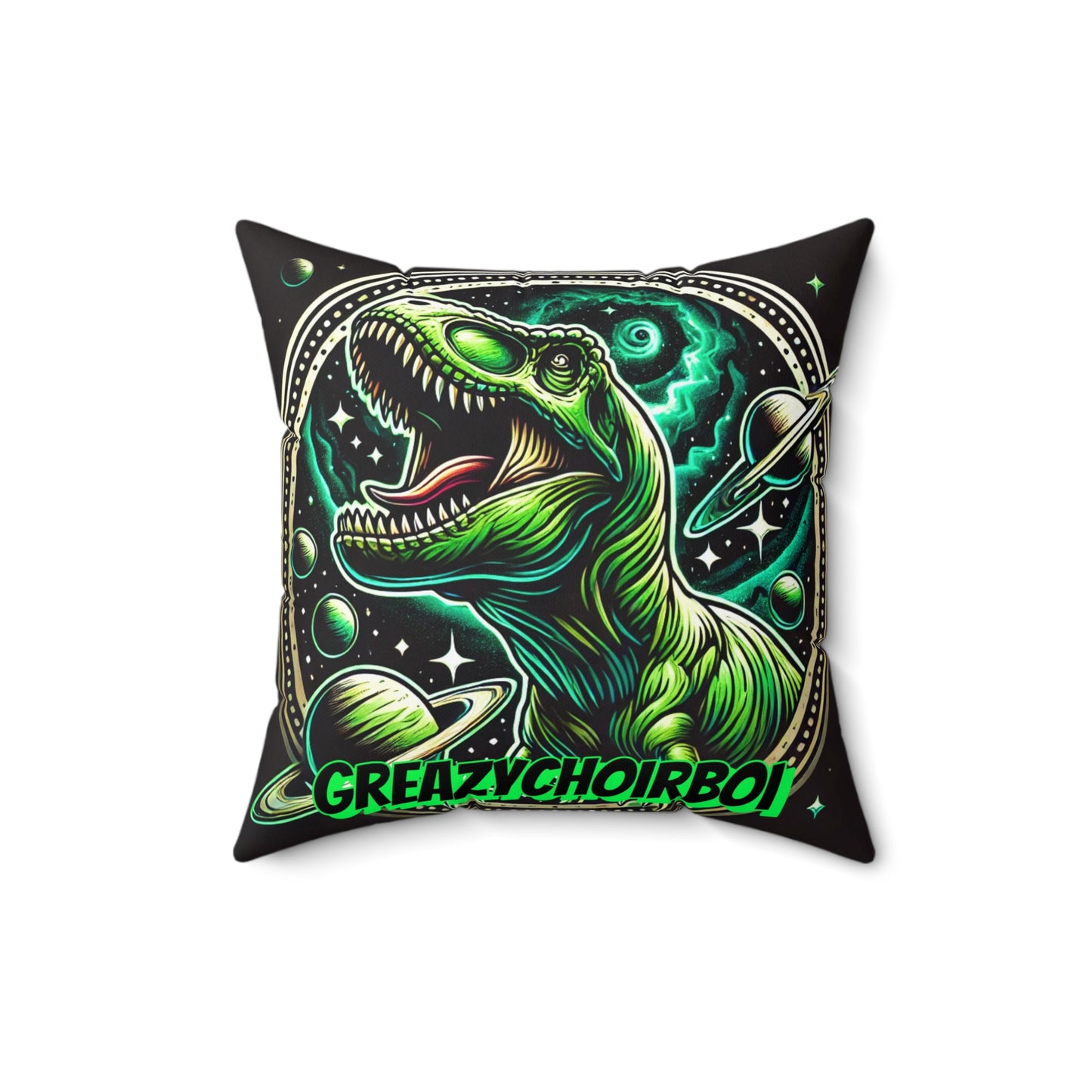 "GREAZY DINO" Square Pillow