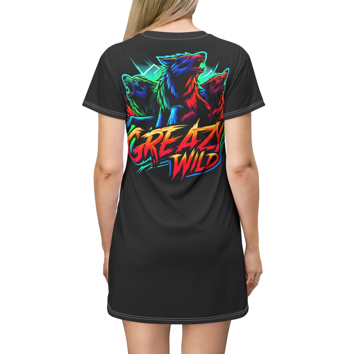 GREAZYWILD(WOLF)T-Shirt Dress (AOP)