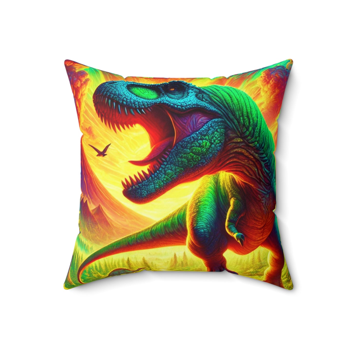 "GREAZY DINO" Square Pillow