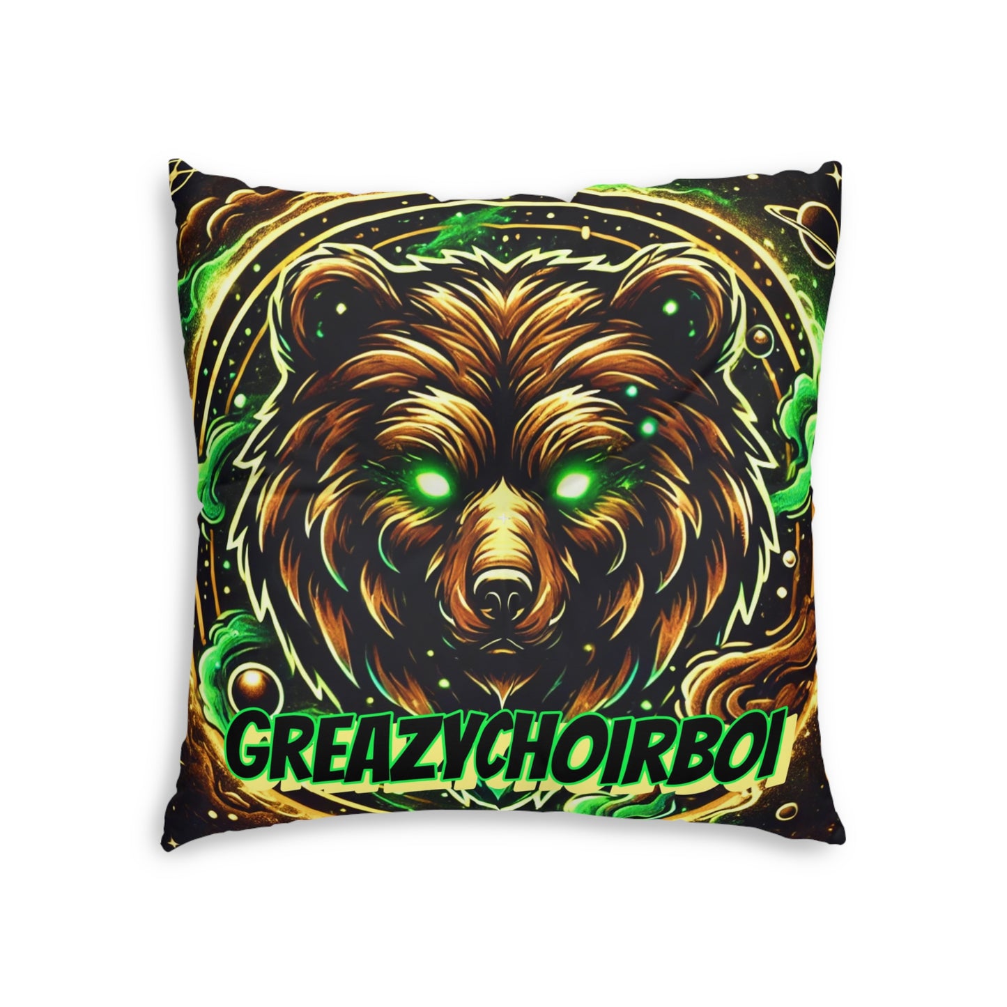 "GREAZY BEAR" Tufted Floor Pillow, Square