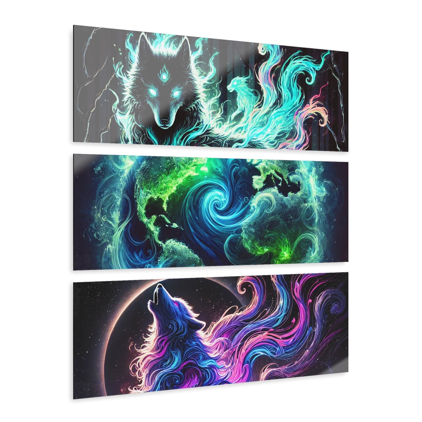 "SPIRIT WOLF/EARTH Acrylic Prints (Triptych)