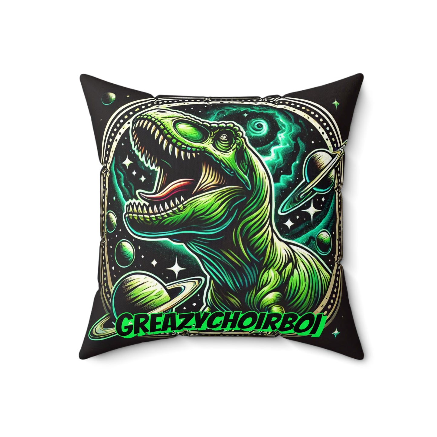 "GREAZY DINO" Square Pillow