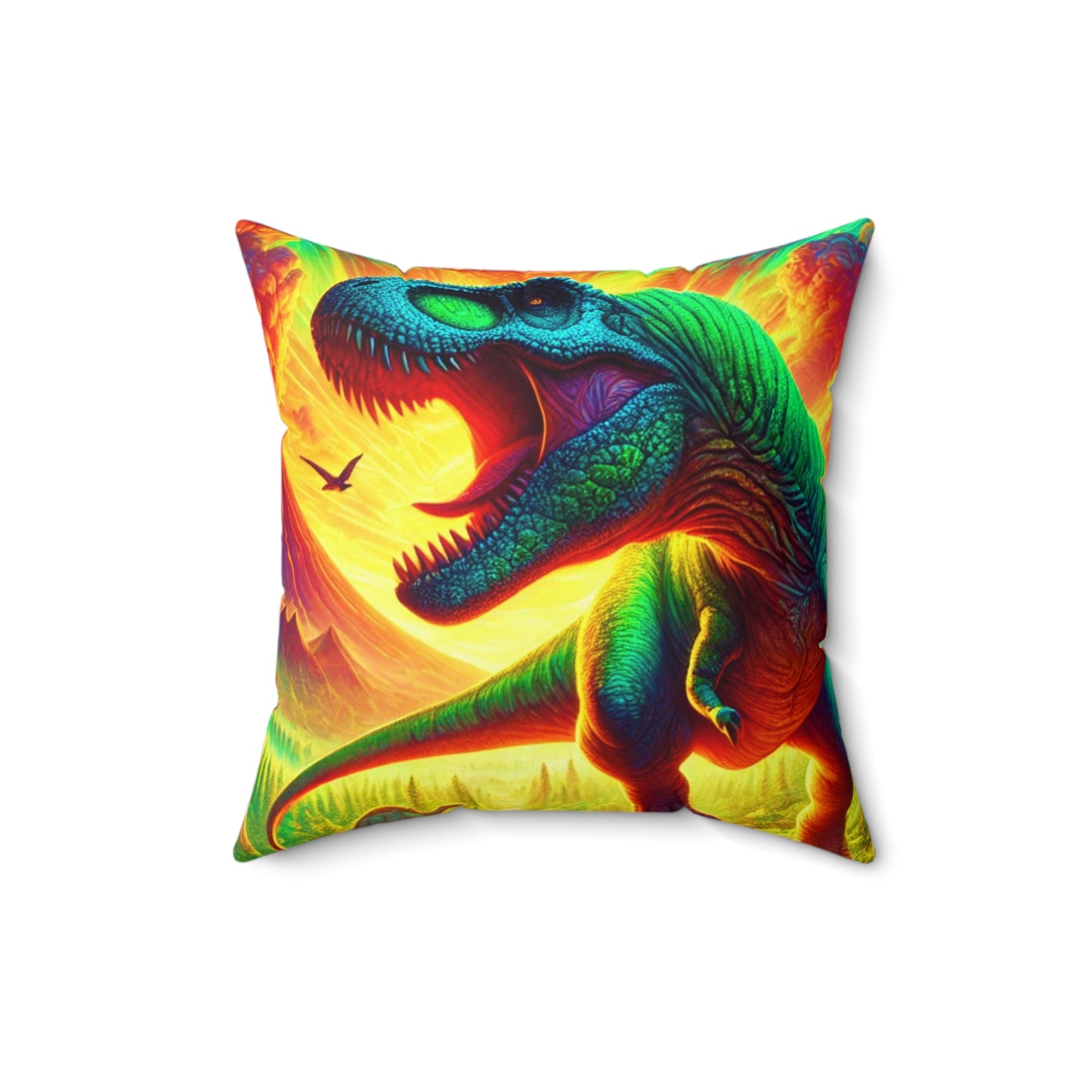 "GREAZY DINO" Square Pillow