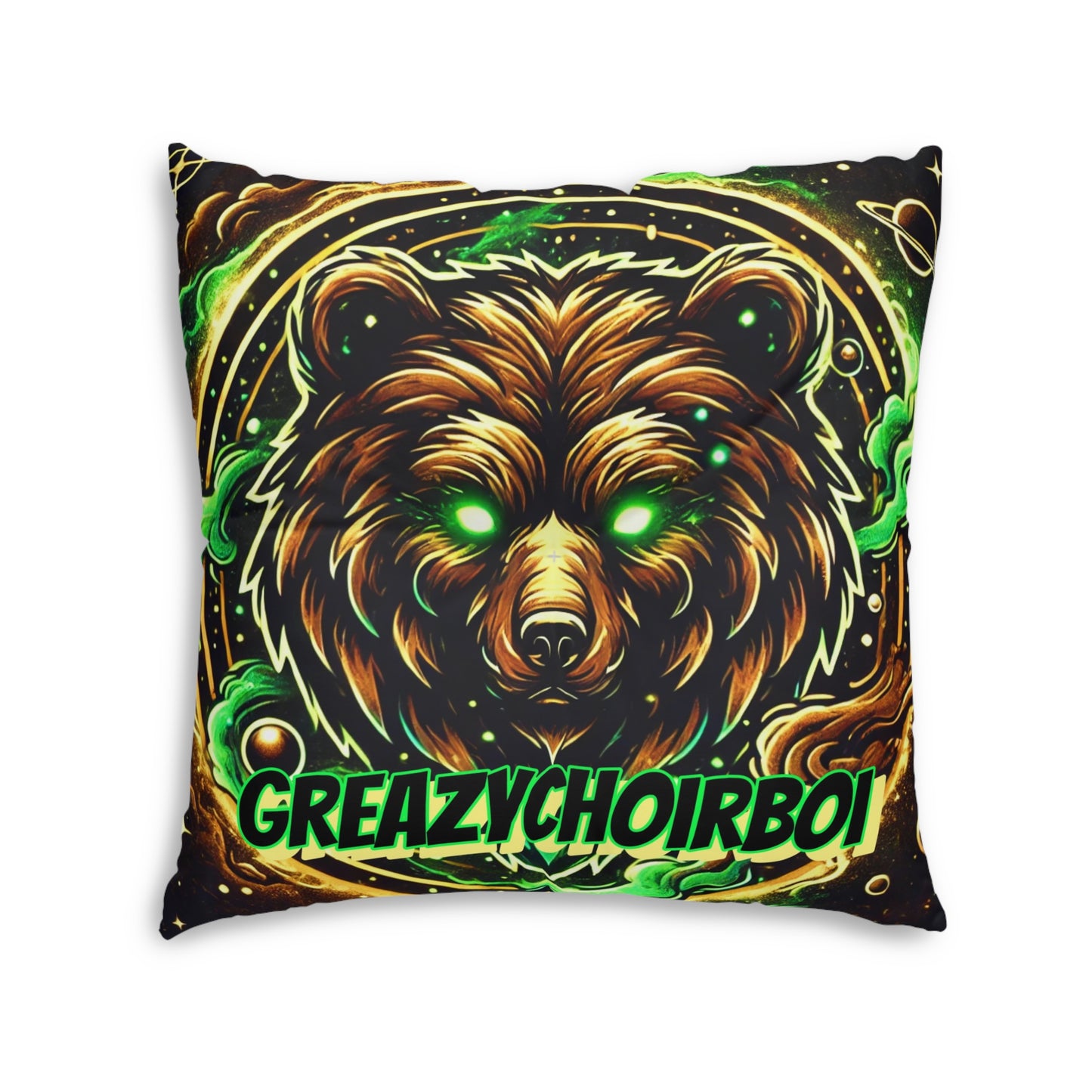 "GREAZY BEAR" Tufted Floor Pillow, Square