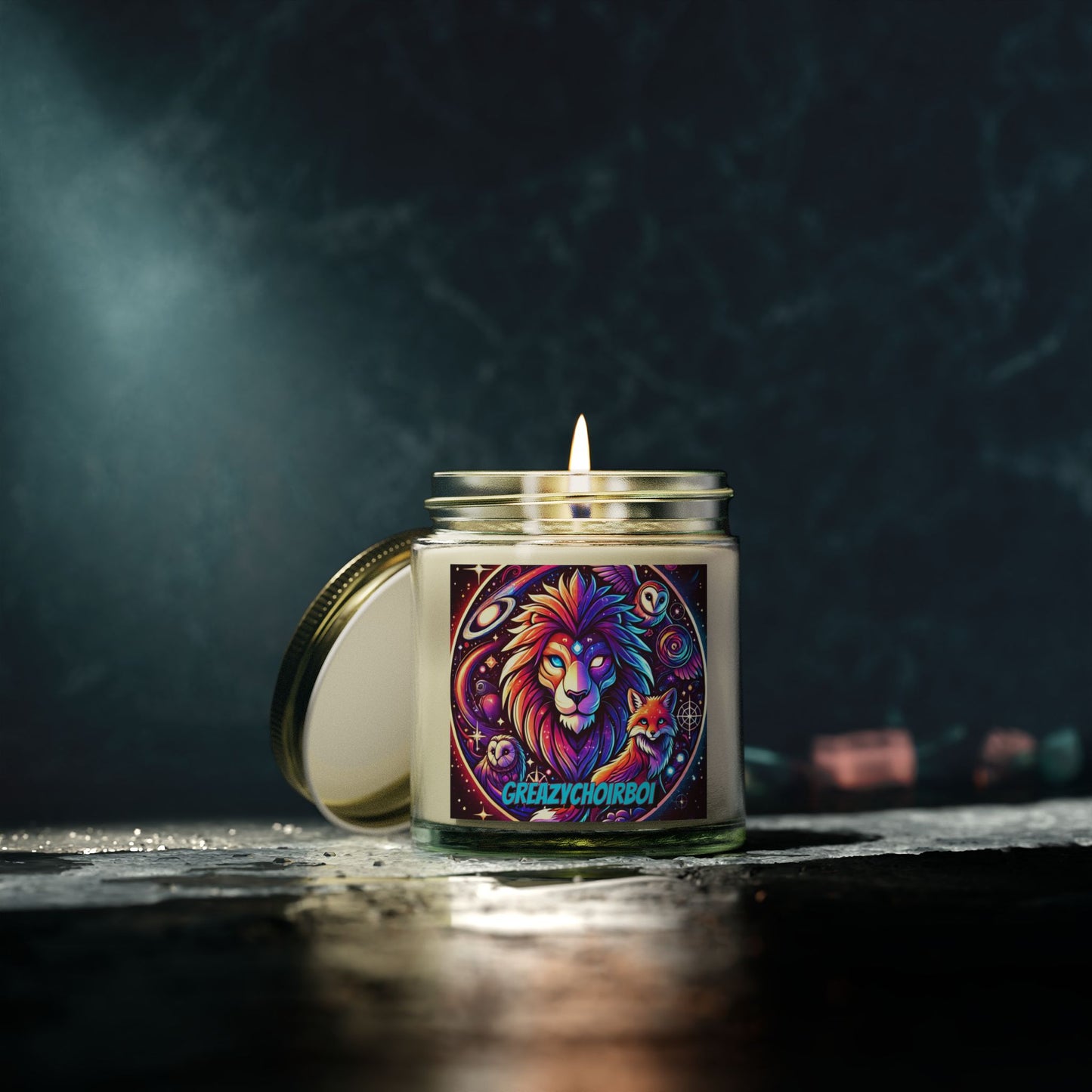 "GREAZY LION" Scented Coconut Apricot Candles (4oz, 9oz)