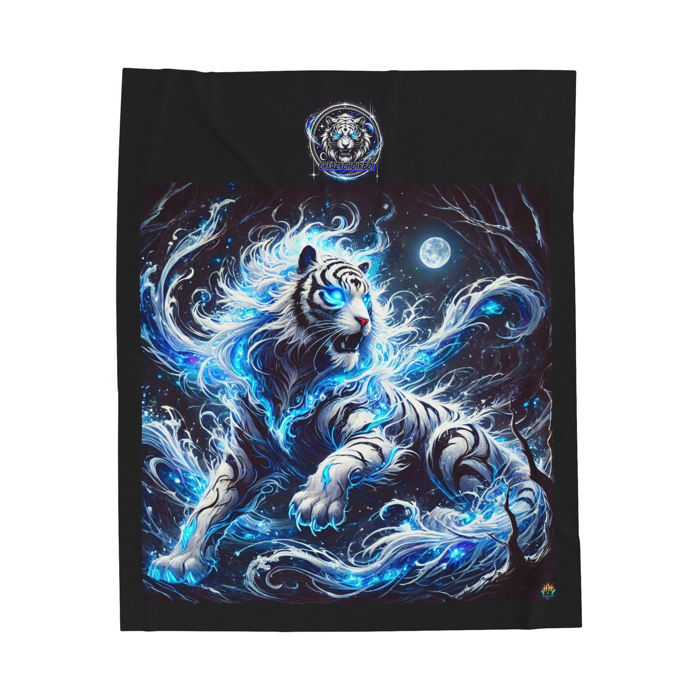 "GREAZY WHITE TIGER" Velveteen Plush Blanket