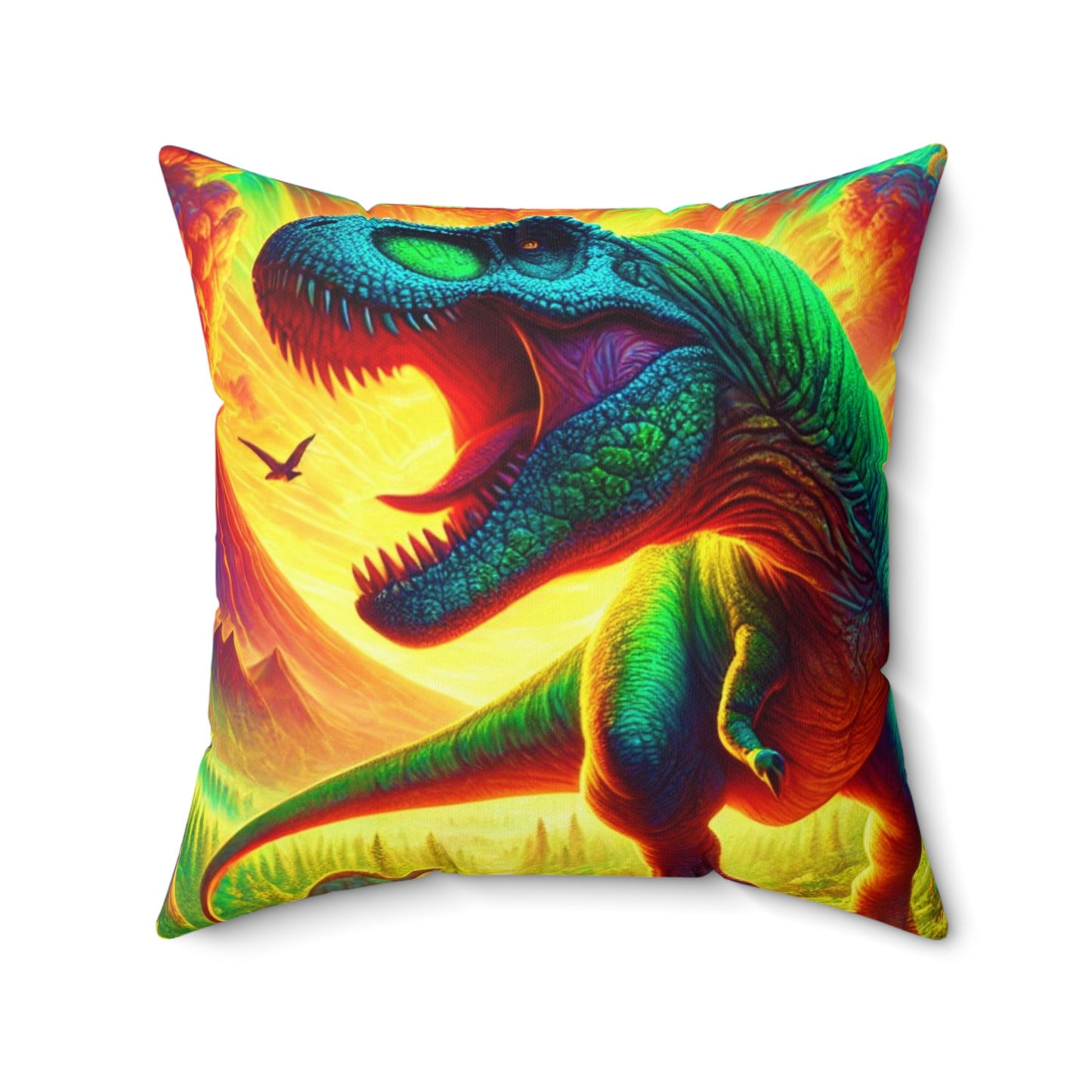 "GREAZY DINO" Square Pillow